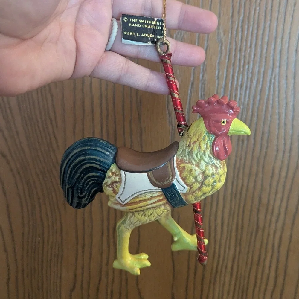 Kurt Adler 1988 Vintage Smithsonian Carousel Rooster Christmas Ornament in Box